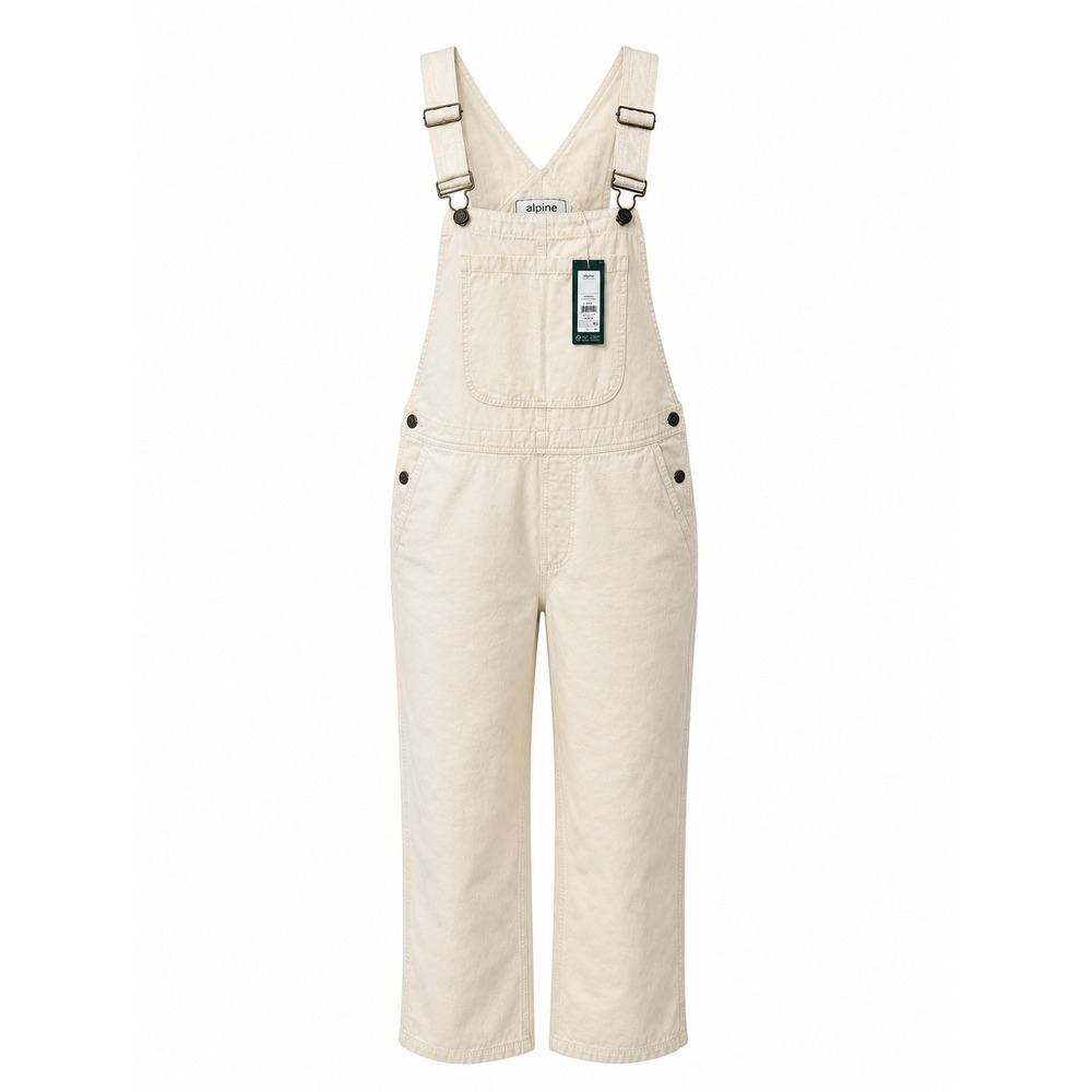 Alpine Design Pre-Washed Relaxed Fit Bib Overalls Off White Sz M NWT
